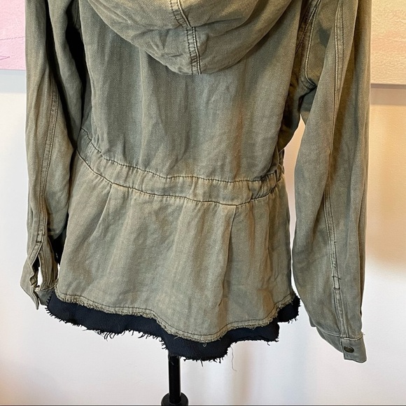 Free People Drawcord Waist Slouchy Jacket Small Olive Green Fleece Interior. - Picture 7 of 11